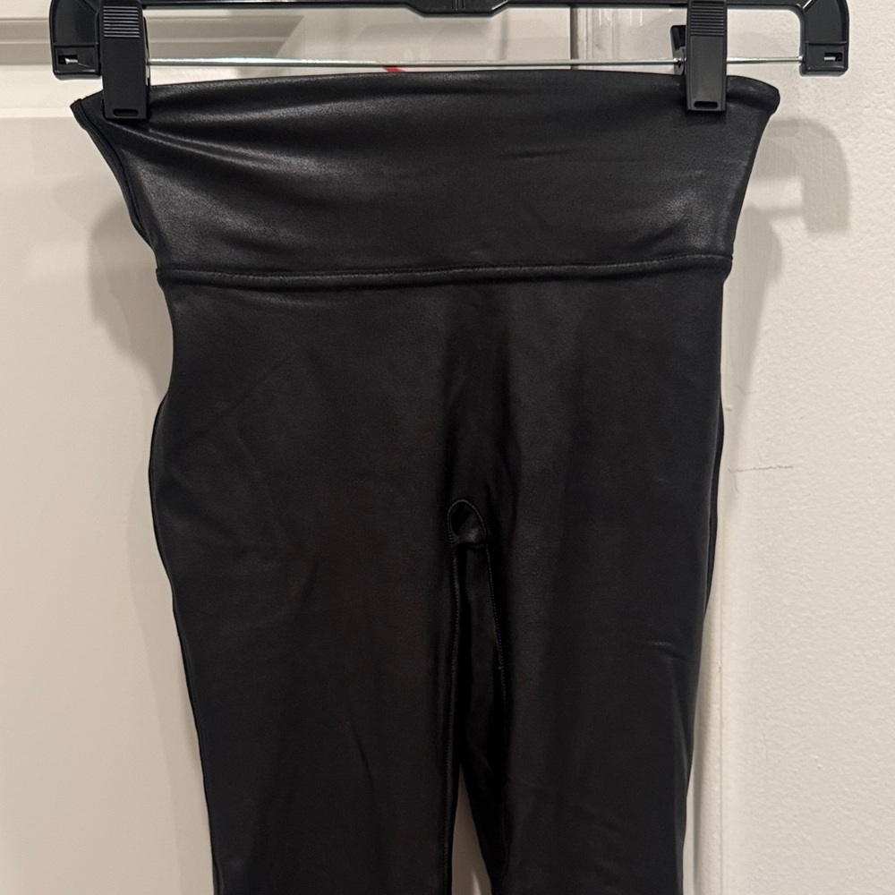 SPANX Black High-Waist Faux Leather Leggings - Picture 2 of 4